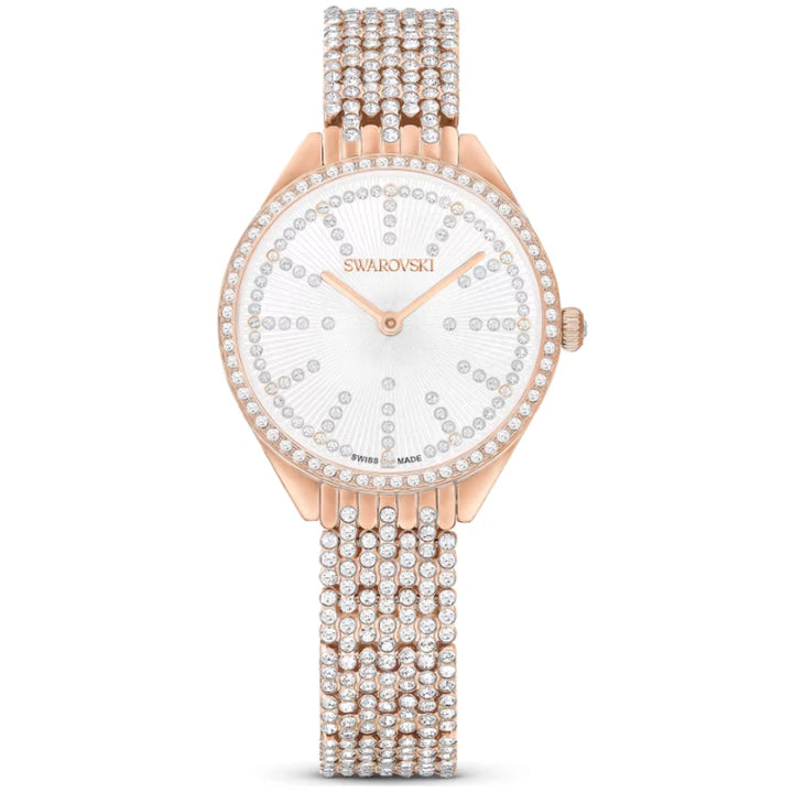 Swarovski watch Swiss Made, Full pavé Crystal bracelet, Rose gold tone