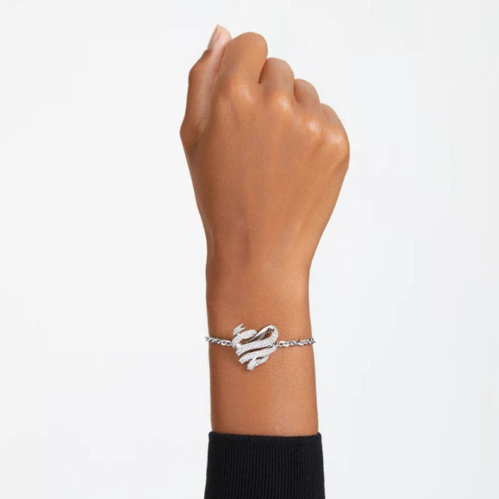 Swarovski Hyperbola bracelet Heart, White, Rhodium plated